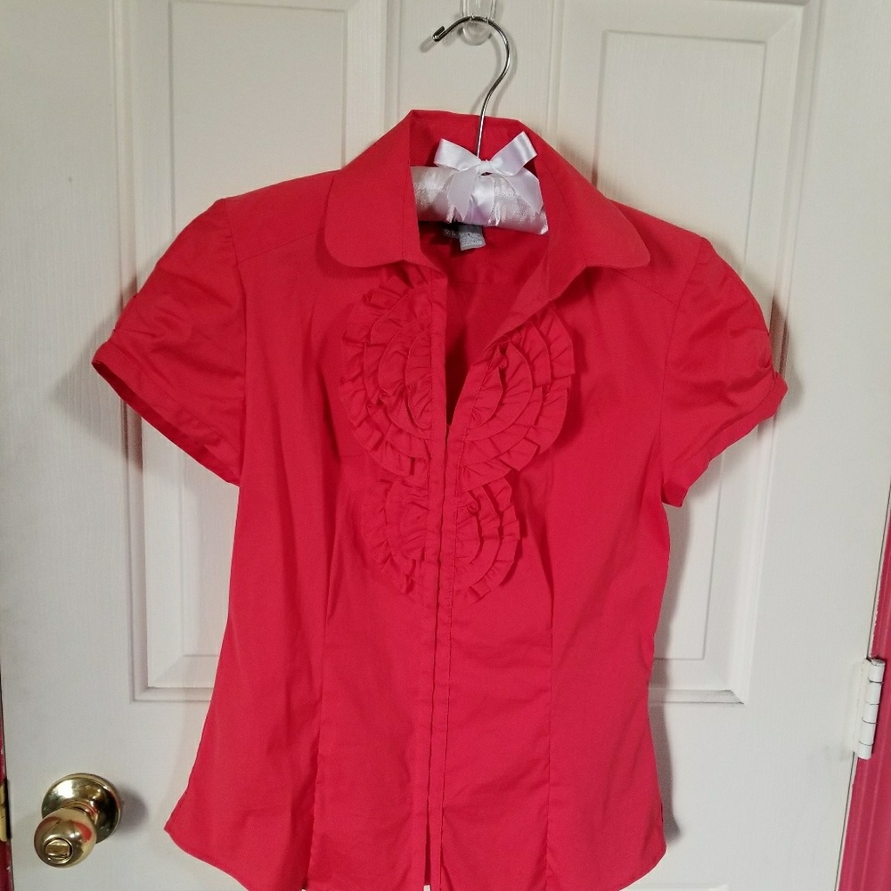 Zara button down blouse coral